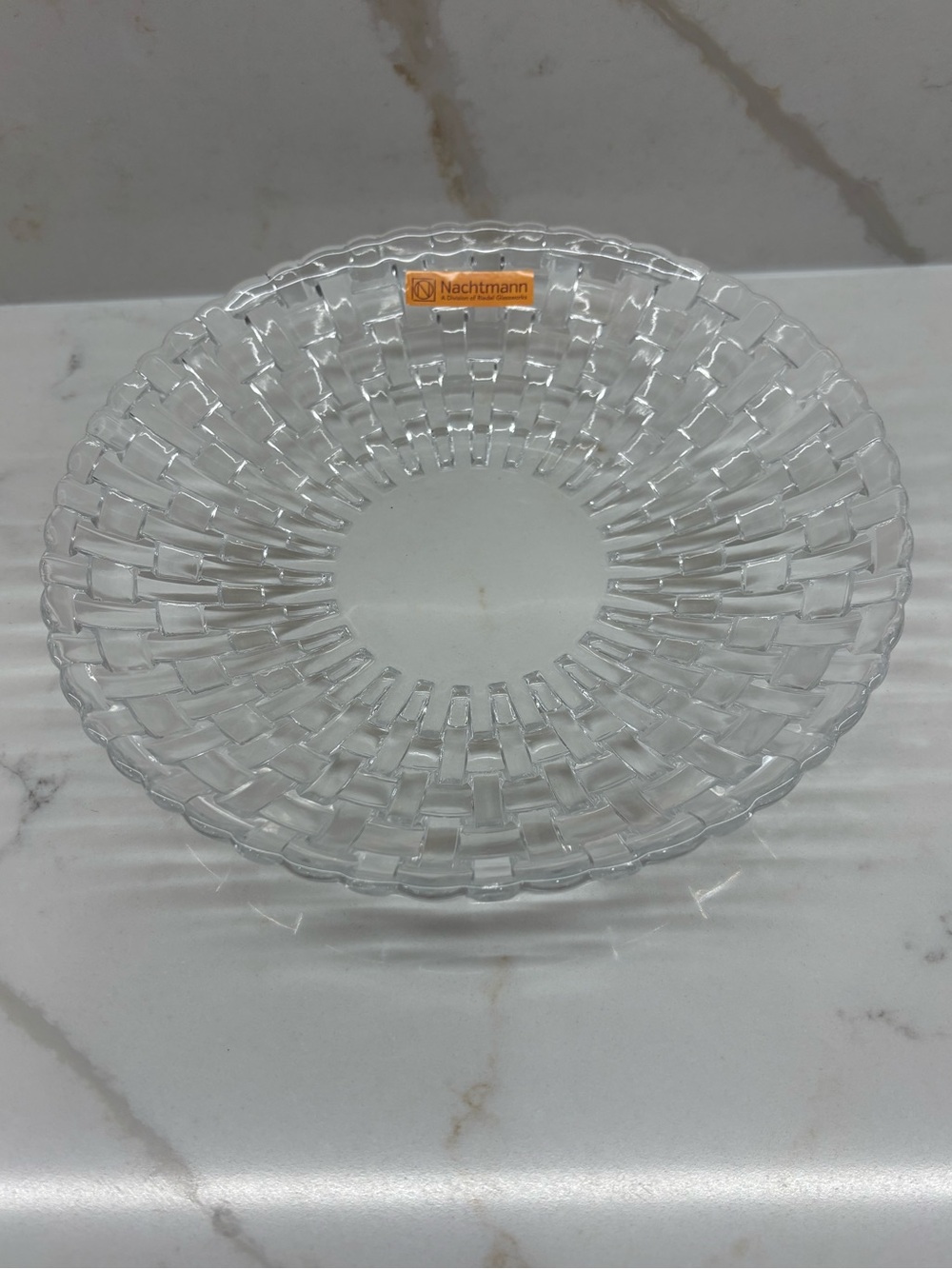 Vintage Nachtmann Bossa Nova Crystal Serving Bowl Vintage Basketweave German